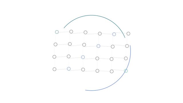Abstract vector illustration of a connected grid pattern with curved arcs on a clean white background