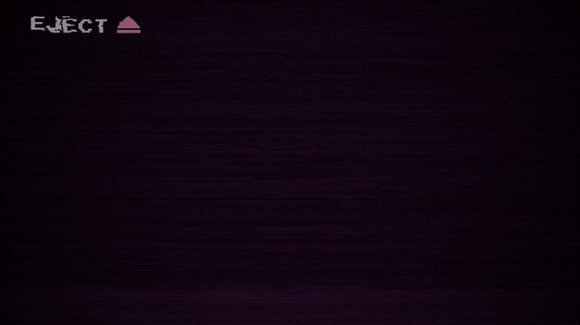 4K video analog eject vhs effect with heavy glitch, Vintage VHS eject artifacts effect overlay, Glitches error from an old tape or old TV. No signal tv glitch effect. 4k video