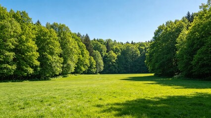 Naklejka premium Vast Open Green Lawns, Eco Protection Park Environment.