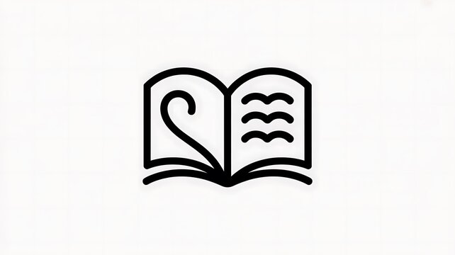 Open book icon with heart shape page
