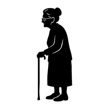 Vector silhouette of a grandmother