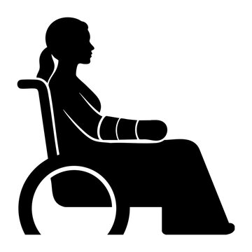 Vector silhouette of a woman in a wheelchair