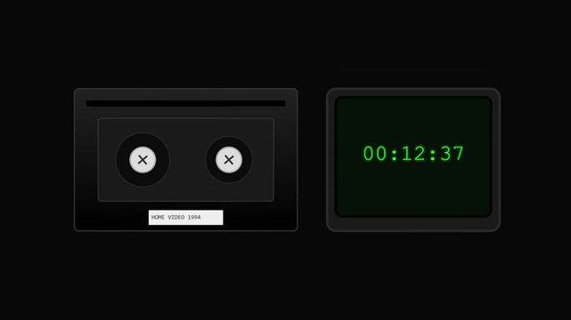 Retro VHS Tape Graphic with Digital Counter and Home Video 1994 Label for Nostalgic Video Background
