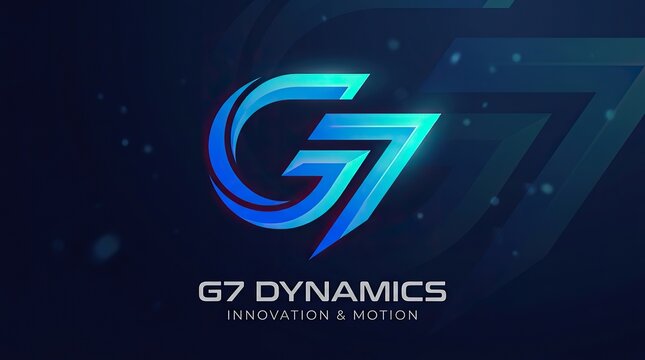 G7 logo design with blue glowing neon light effects on a dark background