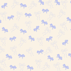 Fototapeta premium Ribbon Bows Pattern Background in Pastel Color