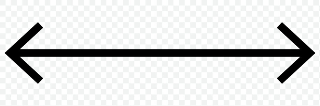 Double arrow symbol. Long straight horizontal arrow with two-sided pointers. Black width or east and west orientation icon isolated on white background. Vector graphic illustration stock illustration