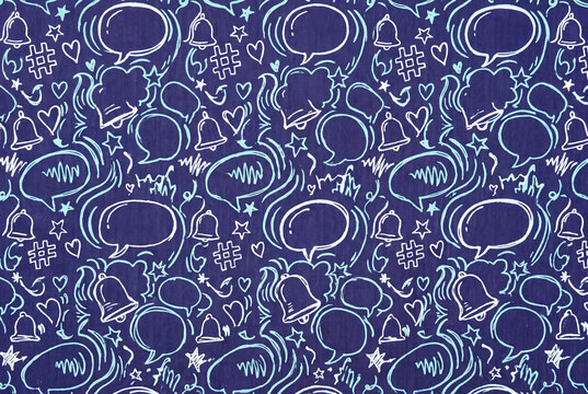 Chat Bubble Doodle Pattern on Purple Seamless Background