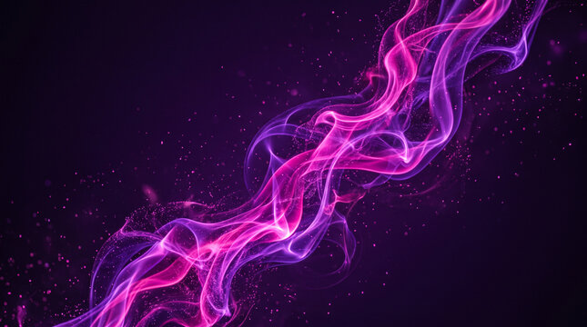 Magenta and violet fantasy abstract flames and smoke background with glowing particles