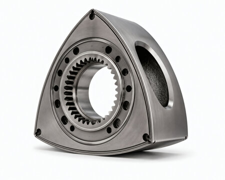 Rotary Engine Housing Component Isolated on White Background, Automotive Wankel Engine Mechanical Part and Performance Technology