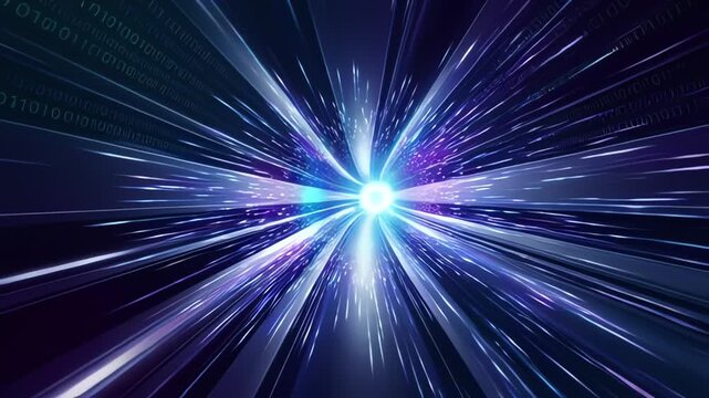 Digital cyberspace with particles and digital data network connections