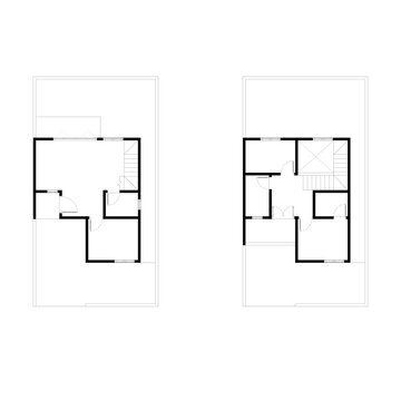 Black and White floor plan of a modern unfurnished house for your design. Suburban house vector blueprint. Architectural background.