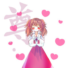 Fototapeta premium 両手を合わせて握りしめるロリータ服の女性 尊い ハート