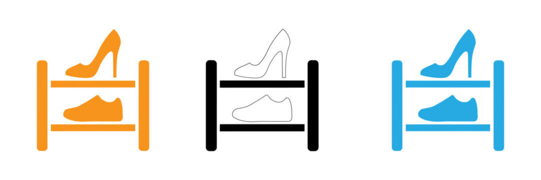 Three variations of a high heel and loafer shoe framed by a simple chair