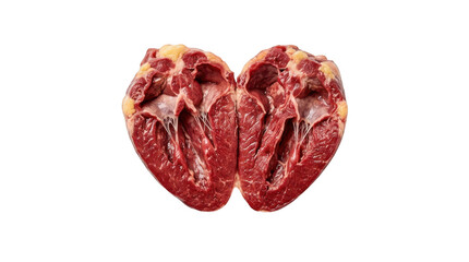 Obraz premium Raw beef heart cut in half isolated on transparent background