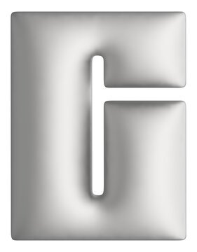 G lettering with bold, squared geometric, recessed angular cutouts shape and silver finish