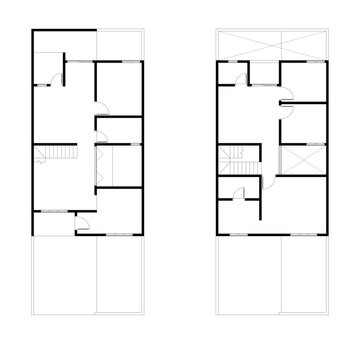 Black and White floor plan of a modern unfurnished house for your design. Suburban house vector blueprint. Architectural background.
