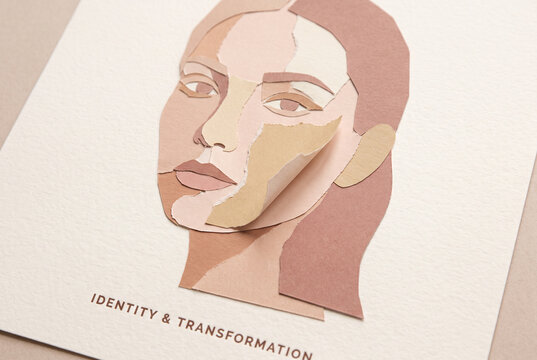 Paper Collage Portrait for Identity and Transformation Concept