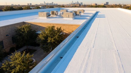 Fototapeta premium Finished cool roof tops a community health center in summer