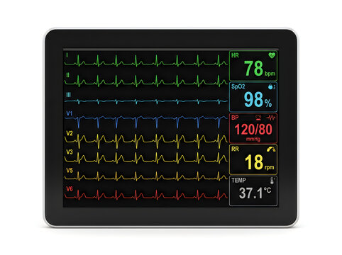 medical patient monitor vital signs screen diagnostic device isolated on transparent background