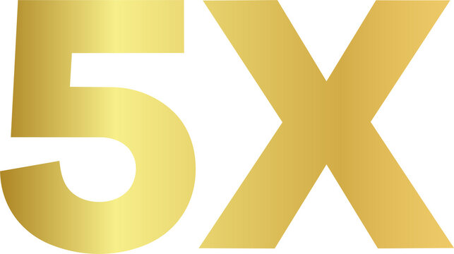 Golden 5X Multiply Icon