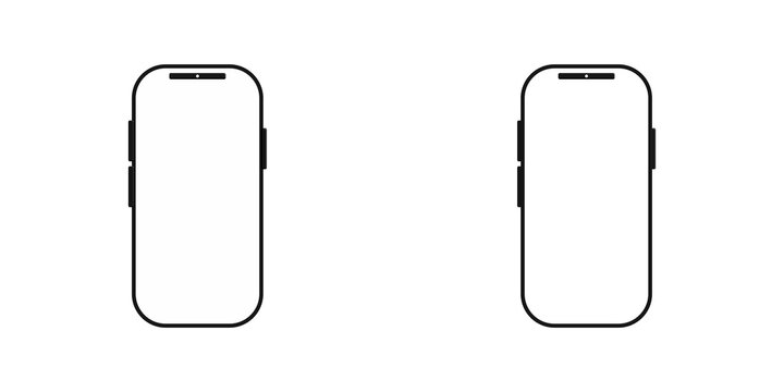 Two modern smartphone icons with simple outlines representing mobile technology and digital communication devices for web design and app interface development projects transparent background