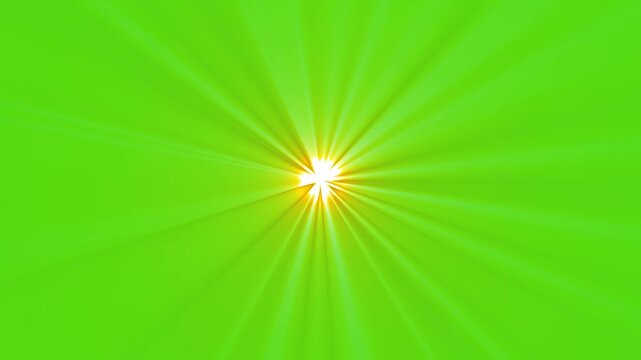 Bright sun rays flare effect on green screen background. golden light lens flare motion graphics. 4K beautiful transparent color spotlight effects animation