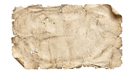 Fototapeta premium Weathered Antique Parchment Scroll Sheet For Historical Document Designs Treasure Map Backgrounds And Vintage Certificate Layouts Isolated On Transparent Background
