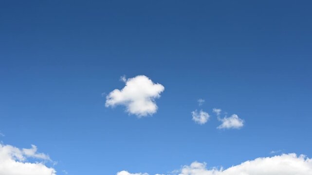 timelapse of small clouds near horizon in clear blue sky