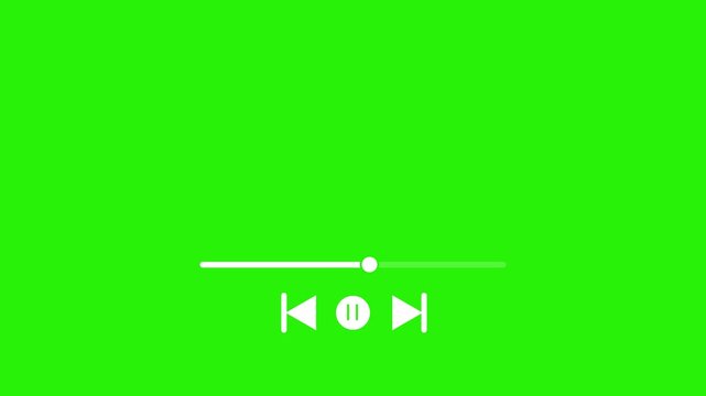 Music player overlay on a green background animation. Multimedia player template audio music timeline bar moving motion graphics playback on music application