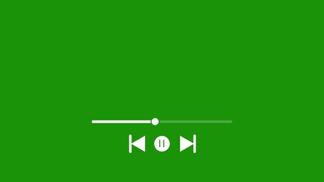Music player overlay on a green background animation. Multimedia player template audio music timeline bar moving motion graphics playback on music application