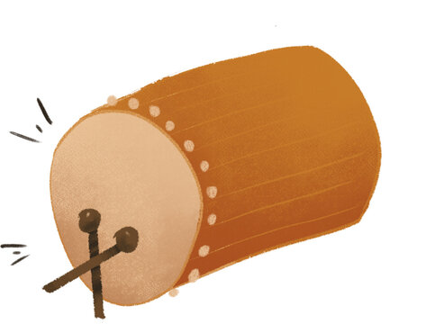 Hand Drawn Illustration of a Traditional Drum