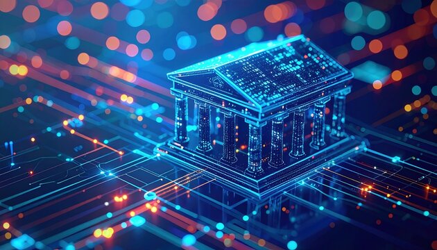 Online banking concept with secure digital technology