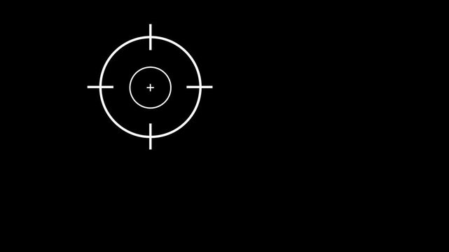 Crosshair reticle target icon animation on a transparent background with alpha channel. Animated of military training target icon gun aim, sniper target concept