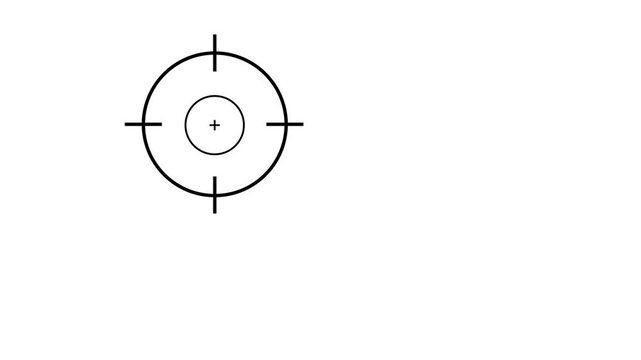 Crosshair reticle target icon animation on a transparent background with alpha channel. Animated of military training target icon gun aim, sniper target concept