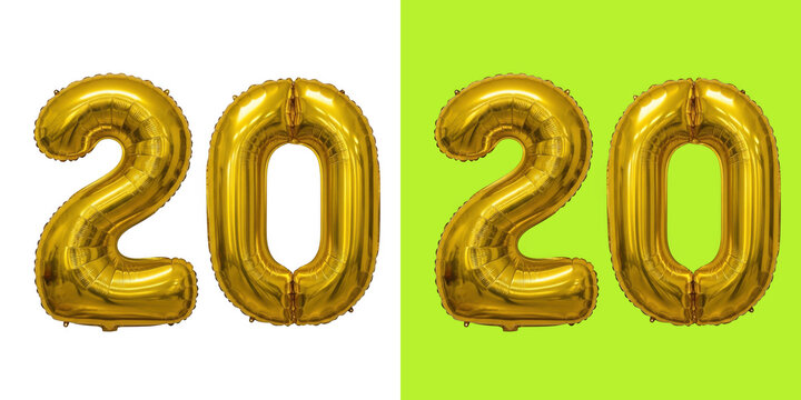 Shiny gold foil balloon numbers twenty twenty