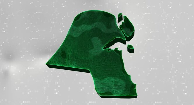 Kuwait 3d Map Reflected Animation With Digital Background