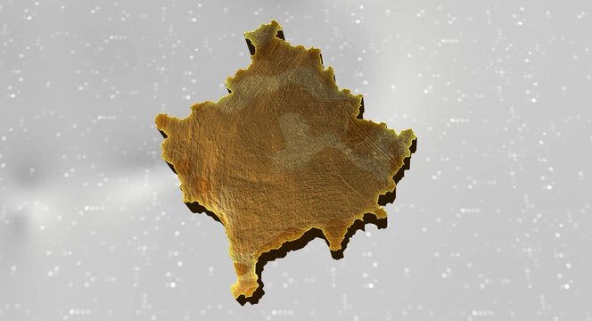Kosovo 3d Map Reflected Animation With Digital Background