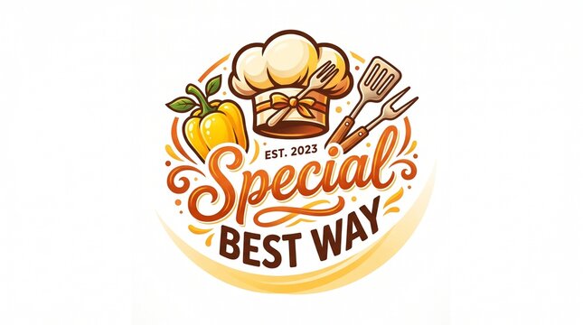 A beautiful watercolor painting features a chef s hat with a fresh lemon and various cooking utensils and the text special best way
