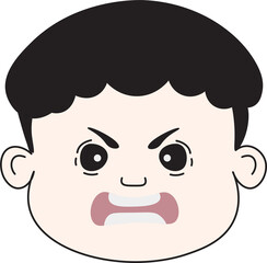 Cute Cartoon Boy with Angry Facial Expression Avatar