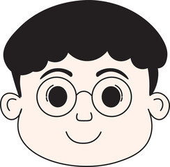 Cute Cartoon Boy Wearing Glasses with a Friendly Smile Avatar