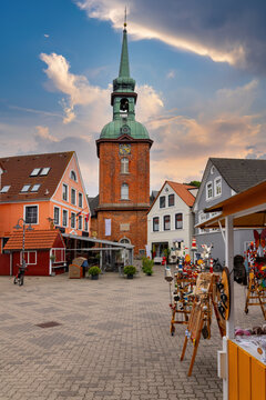 Kappeln an der Schlei, Innenstadt/Fussg&auml;ngerzone mit Sankt-Nikolai-Kirche