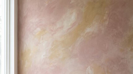 Fototapeta premium Elegant Blush Pink and Beige Abstract Plaster Wall Texture with Soft Natural Light