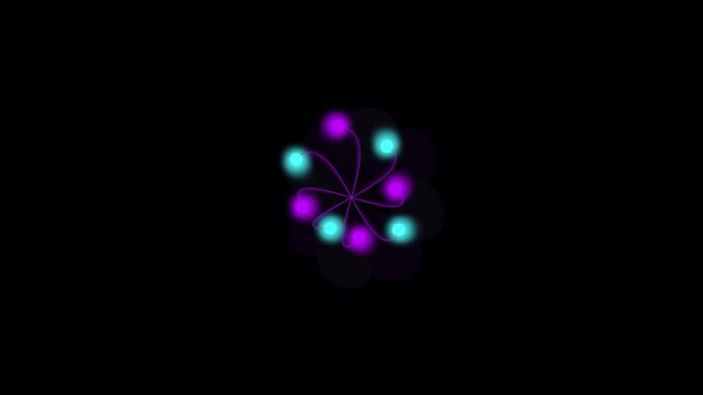 Neon glowing particles spinning in a circular motion abstract digital animation for modern video background projects