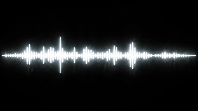 Dynamic Digital Audio Waveform Visualization Pulsing on Dark Background.