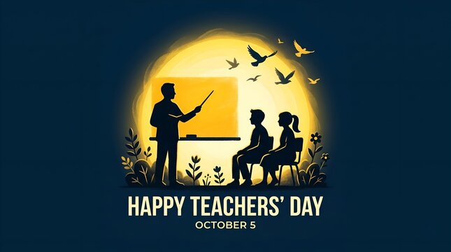 Happy Teacher's day concept vector illustration background. Creative teacher's day vector education concept.