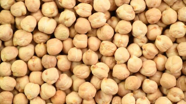 Dry raw chickpeas close-up, top view 