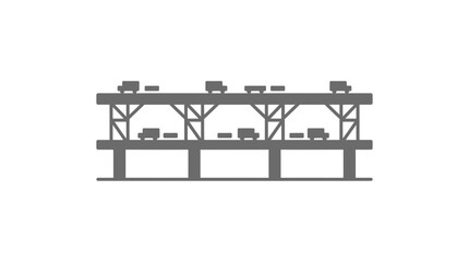 Fototapeta premium Industrial bridge structure with cargo trucks and containers