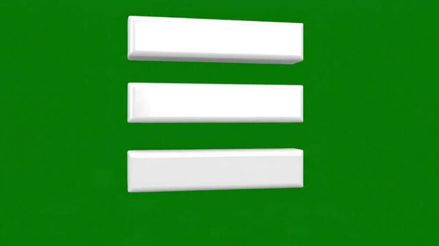 A video showcasing a simple and modern equal sign symbol on a green background for use in digital media and technology presentations