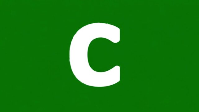 A video showcasing a large white letter C on a green background for corporate branding and marketing purposes