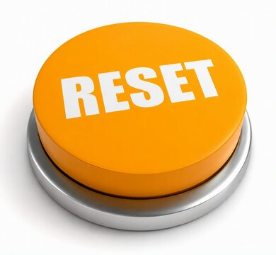Bright orange reset button with white text on glossy surface